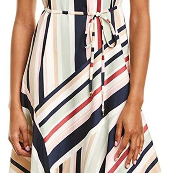 Maggy London Women's Multi Stripe Fit and Flare Dress - Size 10 - Picture 3 of 12